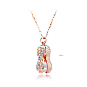 925 Sterling Silver Plated Rose Gold Fashion Elegant Peanut Freshwater Pearl Pendant with Cubic Zirconia and Necklace