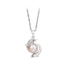 Load image into Gallery viewer, 925 Sterling Silver Simple Fashion Dolphin Purple Freshwater Pearl Pendant with Necklace