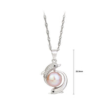 Load image into Gallery viewer, 925 Sterling Silver Simple Fashion Dolphin Purple Freshwater Pearl Pendant with Necklace