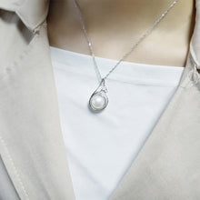 Load image into Gallery viewer, 925 Sterling Silver Simple Fashion Geometric Freshwater Pearl Pendant with Cubic Zirconia and Necklace