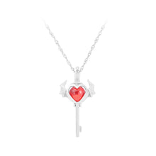 Load image into Gallery viewer, 925 Sterling Silver Simple Romantic Heart-shaped Key Red Imitation Pearl Pendant with Necklace