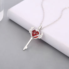 Load image into Gallery viewer, 925 Sterling Silver Simple Romantic Heart-shaped Key Red Imitation Pearl Pendant with Necklace