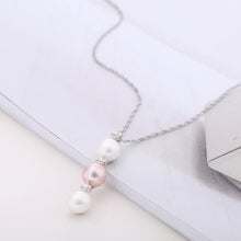 Load image into Gallery viewer, 925 Sterling Silver Simple Fashion Geometric Round Bead Freshwater Pearl Pendant with Necklace