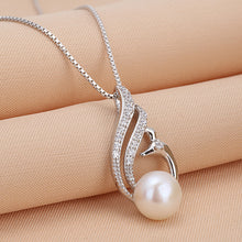 Load image into Gallery viewer, 925 Sterling Silver Fashion and Elegant Swan Freshwater Pearl Pendant with Cubic Zirconia and Necklace