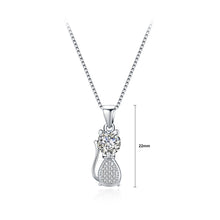 Load image into Gallery viewer, 925 Sterling Silver Fashion Cute Cat Pendant with Cubic Zirconia and Necklace