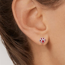 Load image into Gallery viewer, 925 Sterling Silver Simple and Cute Cat Paw Asymmetrical Stud Earrings