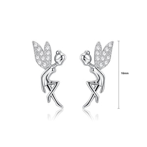 925 Sterling Silver Fashion Simple Flower Fairy Cubic Zirconia Stud Earrings