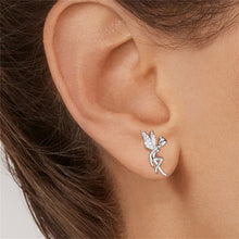 Load image into Gallery viewer, 925 Sterling Silver Fashion Simple Flower Fairy Cubic Zirconia Stud Earrings
