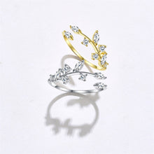 Load image into Gallery viewer, 925 Sterling Silver Simple Fashion Leaf Cubic Zirconia Adjustable Opening Ring