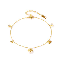 Load image into Gallery viewer, Simple and Fashion Plated Gold Geometric Round Beads English 316L Stainless Steel Anklet