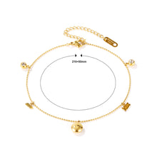 Load image into Gallery viewer, Simple and Fashion Plated Gold Geometric Round Beads English 316L Stainless Steel Anklet