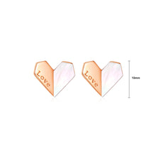Load image into Gallery viewer, 925 Sterling Silver Plated Rose Gold Simple Sweet Heart-shaped Mother Shell Stud Earrings