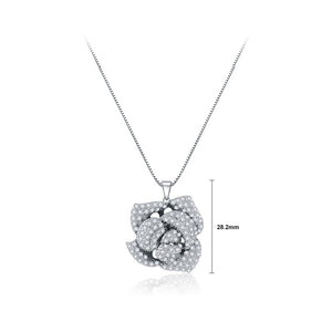 Fashion Romantic Rose Pendant with Cubic Zirconia and Necklace