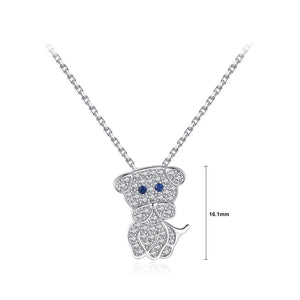 Simple and Cute Dog Pendant with Cubic Zirconia and Necklace