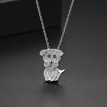 Load image into Gallery viewer, Simple and Cute Dog Pendant with Cubic Zirconia and Necklace