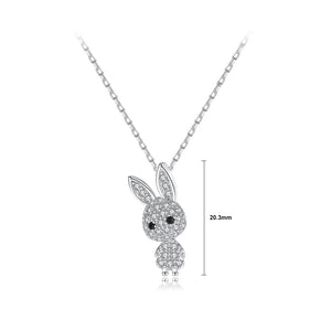 Simple and Cute Rabbit Pendant with Cubic Zirconia and Necklace