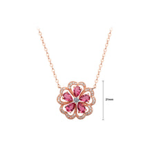 Load image into Gallery viewer, Fashion and Elegant Plated Rose Gold Flower Rose Red Cubic Zirconia Necklace