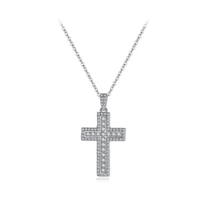 Fashion Classic Cross Pendant with Cubic Zirconia and Necklace