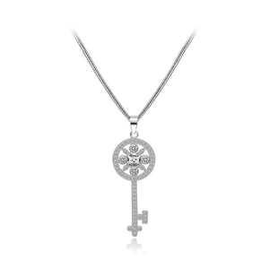 Fashion and Elegant Pattern Key Pendant with Cubic Zirconia and Necklace