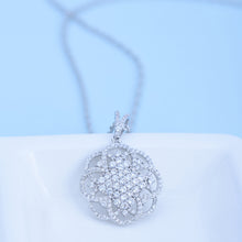 Load image into Gallery viewer, Elegant Temperament Geometric Flower Pendant with Cubic Zirconia and Necklace