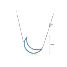 Load image into Gallery viewer, Fashion Simple Hollow Moon Necklace with Blue Cubic Zirconia