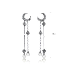 Load image into Gallery viewer, Fashion Simple Plated Black Moon Imitation Pearl Tassel Earrings with Cubic Zirconia