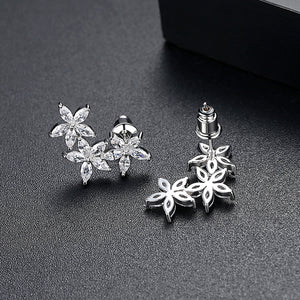 Fashion Simple Flower Earrings with Cubic Zirconia