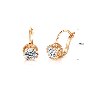Fashion Simple Plated Rose Gold Geometric Round Cubic Zirconia Earrings