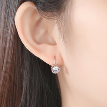 Load image into Gallery viewer, Fashion Simple Plated Rose Gold Geometric Round Cubic Zirconia Earrings