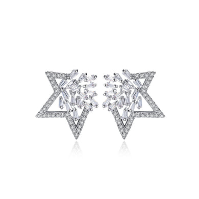 Fashion Bright Star Stud Earrings with Cubic Zirconia