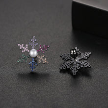 Load image into Gallery viewer, Simple and Fashion Snowflake Imitation Pearl Stud Earrings with Colorful Cubic Zirconia