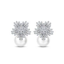 Load image into Gallery viewer, Elegant and Bright Snowflake Imitation Pearl Stud Earrings with Cubic Zirconia