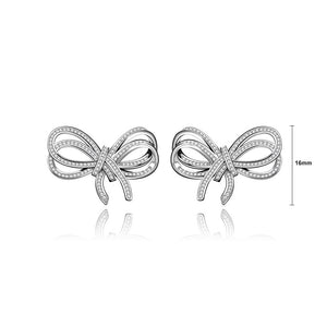 Simple and Fashion Ribbon Stud Earrings with Cubic Zirconia