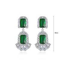 Load image into Gallery viewer, Elegant Vintage Ethnic Geometric Earrings with Green Cubic Zirconia