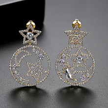 Load image into Gallery viewer, Fashion Simple Plated Gold Star Round Earrings with Cubic Zirconia