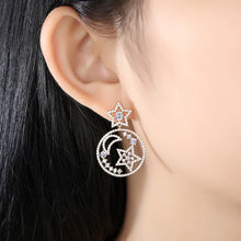 Load image into Gallery viewer, Fashion Simple Plated Gold Star Round Earrings with Cubic Zirconia