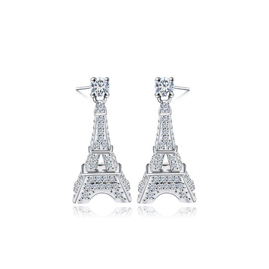 Fashion and Simple Paris Tower Stud Earrings with Cubic Zirconia