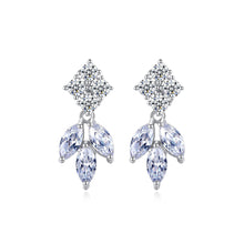Load image into Gallery viewer, Simple Bright Geometric Rhombus Leaf Earrings with Cubic Zirconia
