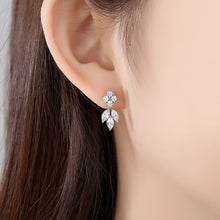 Load image into Gallery viewer, Simple Bright Geometric Rhombus Leaf Earrings with Cubic Zirconia