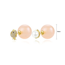 Load image into Gallery viewer, Simple and Fashion Plated Gold Bird Imitation Pearl Asymmetrical Stud Earrings with Cubic Zirconia
