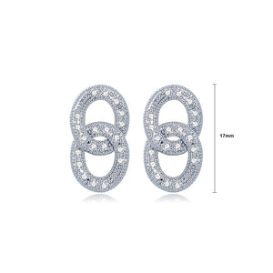 Simple and Fashion Geometric Double Ring Earrings with Cubic Zirconia