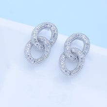 Load image into Gallery viewer, Simple and Fashion Geometric Double Ring Earrings with Cubic Zirconia