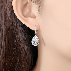 Fashion Bright Geometric Water Drop Earrings with Cubic Zirconia