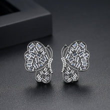 Load image into Gallery viewer, Elegant and Bright Plated Black Butterfly Earrings with Cubic Zirconia