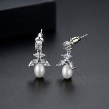 Load image into Gallery viewer, Fashion Simple Flower Imitation Pearl Earrings with Cubic Zirconia