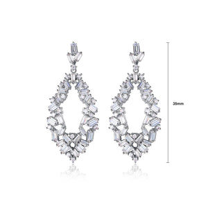 Simple and Fashion Geometric Hollow Water Drop-shaped Earrings with Cubic Zirconia