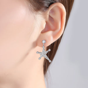 Fashion Bright Star Asymmetric Earrings with Cubic Zirconia
