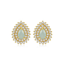 Load image into Gallery viewer, Fashion Bright Plated Gold Geometric Water Drop-shaped Stud Earrings with Cubic Zirconia