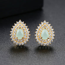 Load image into Gallery viewer, Fashion Bright Plated Gold Geometric Water Drop-shaped Stud Earrings with Cubic Zirconia