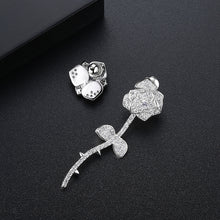Load image into Gallery viewer, Fashion Romantic Rose Flower Asymmetric Earrings with Cubic Zirconia